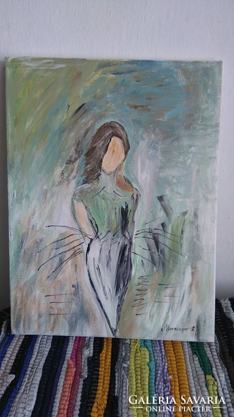Női alakú akt festmény, Manninger H szignóval, olaj, vászon eladó!