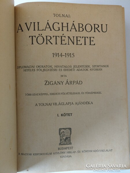 Tolnai: the history of the world war i. (Fragment piece) in good condition