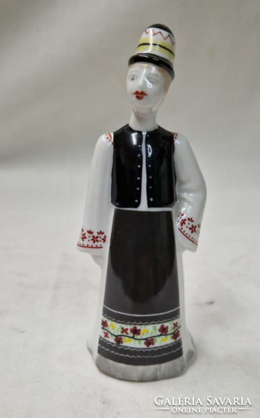 Hollóházi folk costume boy porcelain figurine in perfect condition 12.5 cm.