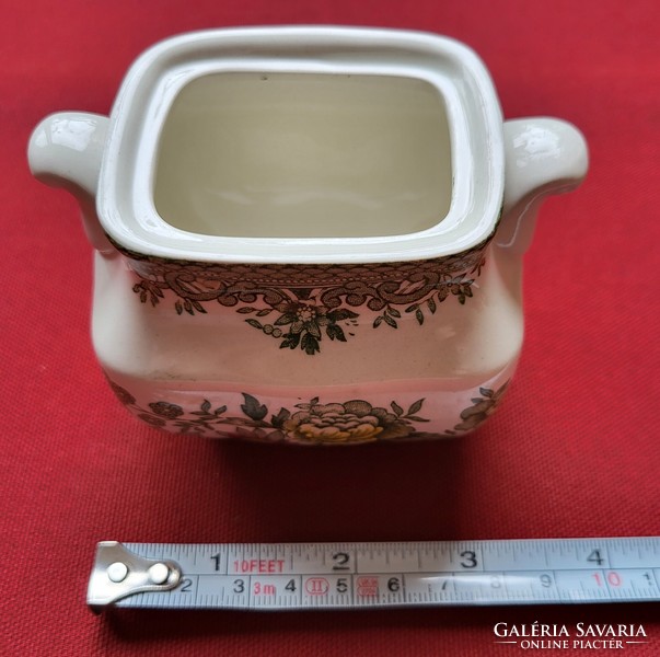 Enoch Wedgwood English green porcelain sugar bowl with flower pattern