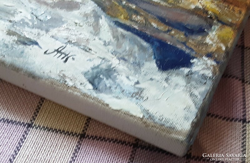Antiipina galina: thinking seagull, oil painting, canvas, painter's knife. 40X50cm