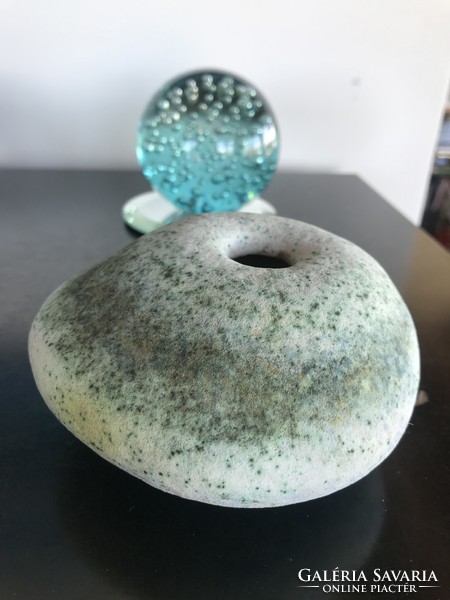 Ágoston Simó: green pebble vase (4.) - (20/E2)