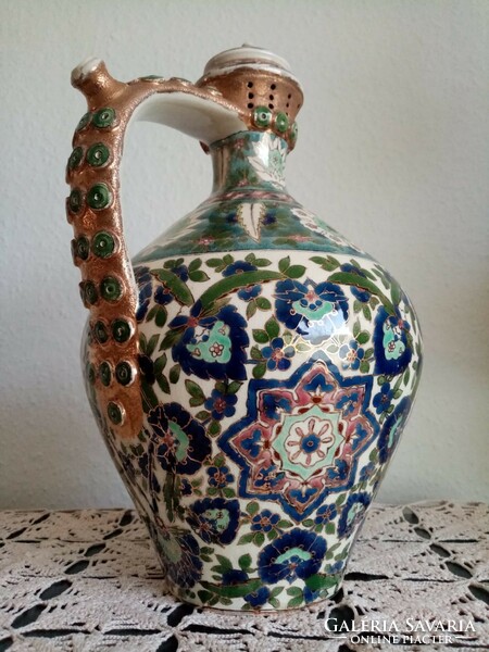 Rare fischer budapest large jug with iznik decor