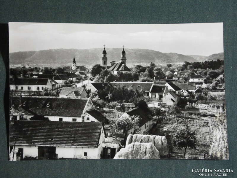 Képeslap, Postcard, Csákvár, látkép madártávlatból, 1962