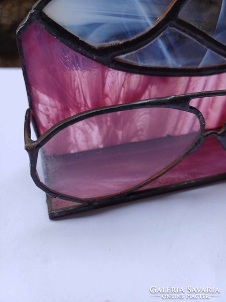 Antik ólomüveg szemüvegtartó