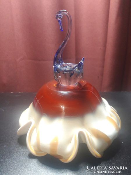 Colored, blown glass swan - murano - 10 cm x 4 cm