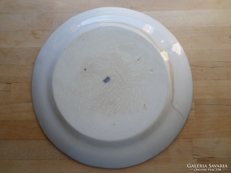 Antique cauldon faience large round bowl 32.5 cm - defective