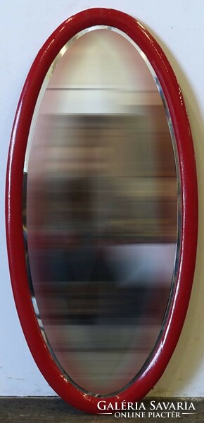 1Q597 old oval red framed mirror wall mirror 118 x 55.5 Cm