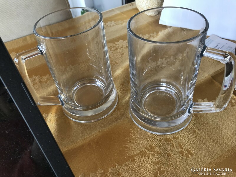 2 large, very nice beer mugs, made of thick glass