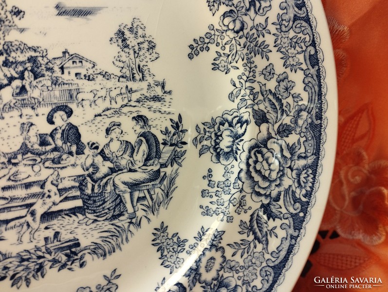 Gyönyörű francia jelenetes porcelán nagy lapos tányér