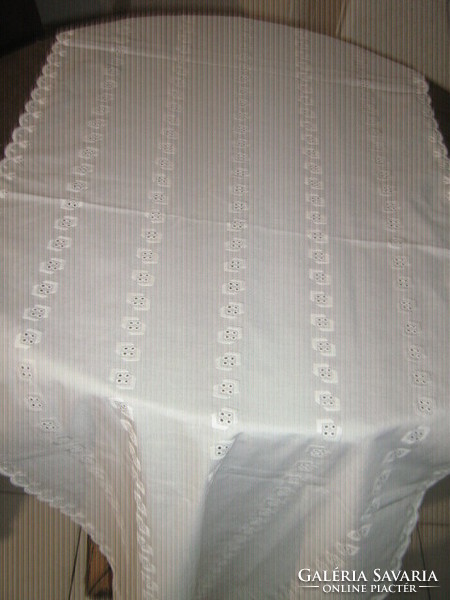 Beautiful filigree madeira tablecloth running