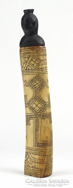 1Q752 antique carved special bone lipstick holder figural container 17 cm