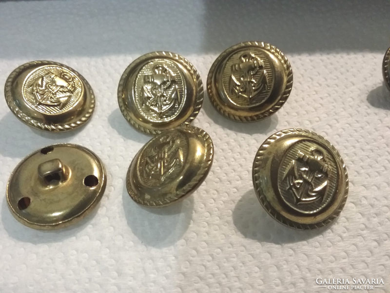 6 old metal buttons 2 cm