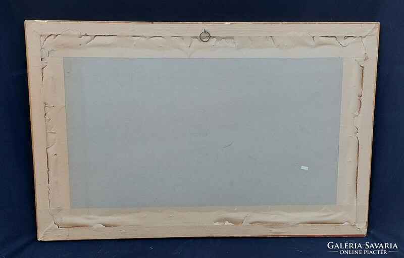 Large picture frame in gold, with color print 86x55 cm