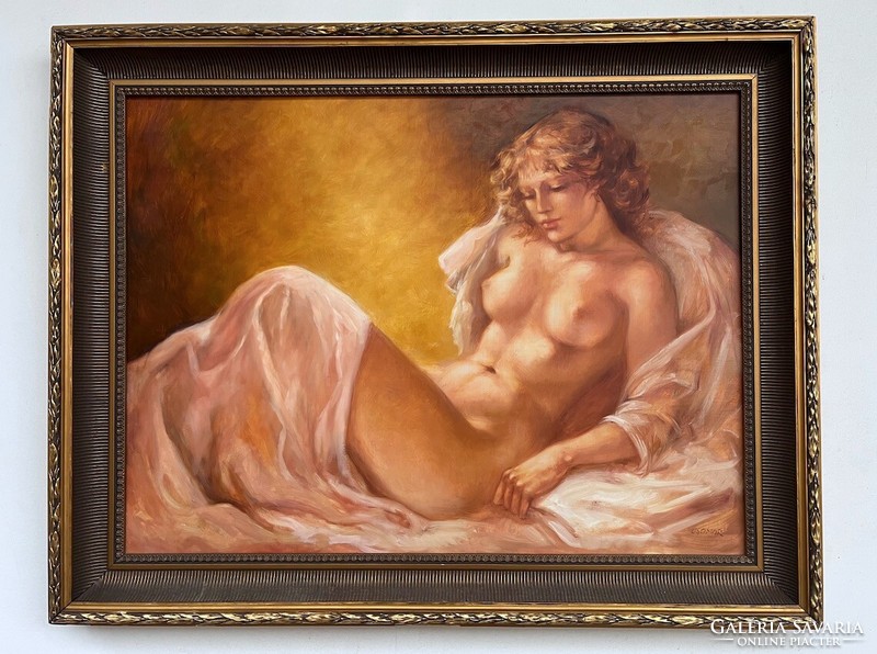 Bunch of Katalin lying nude framed 74x94cm