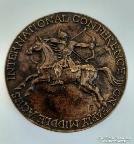 Szekszárd bronze memorial plaque, medal 1989 international conference on the early Middle Ages f.P sign