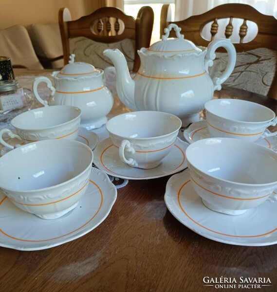 Zsolnay porcelain tea set, with baroque style features, damaged and incomplete condition.