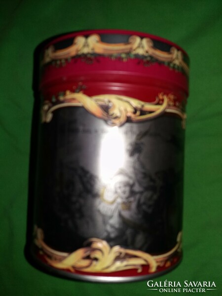 Régi Nürnberg mézes teasüteményes jelenetes kör díszdoboz ritka fém lemez 15 x 11 cm a képek szerint