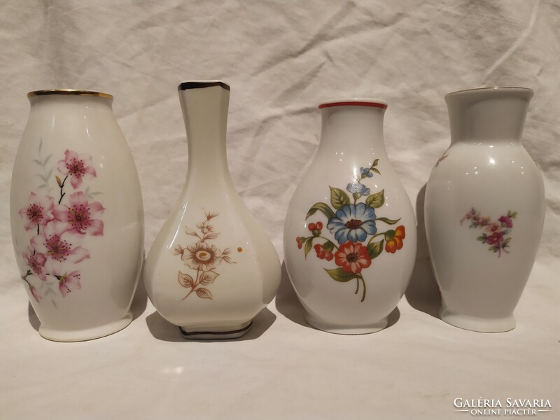 4db kis hollóházi festett porcelán váza