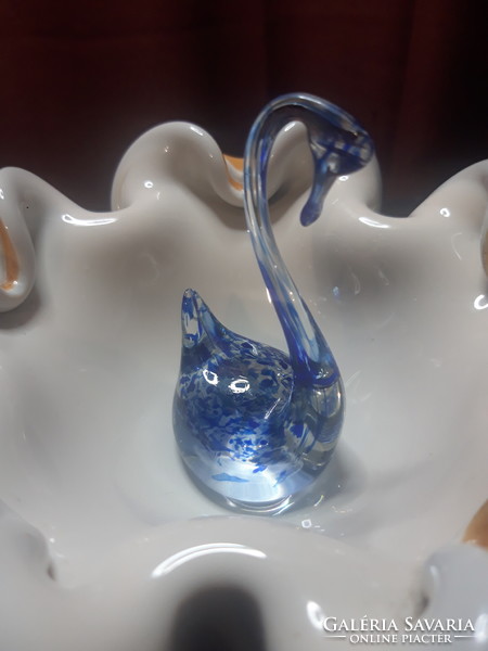 Colored, blown glass swan - murano - 10 cm x 4 cm