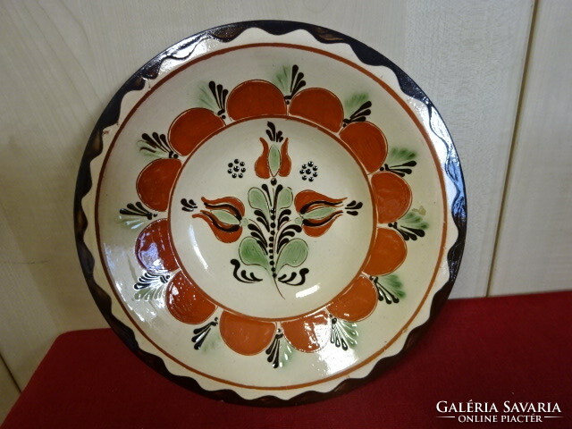 Karcagi clay industry htsz, glazed ceramic wall plate, diameter 25.5 cm. Jokai.