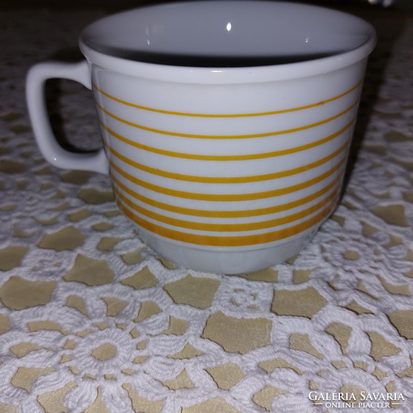 Zsolnay porcelán, sárga csíkos csésze, bögre