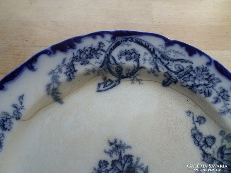 Antique cauldon faience large round bowl 32.5 cm - defective
