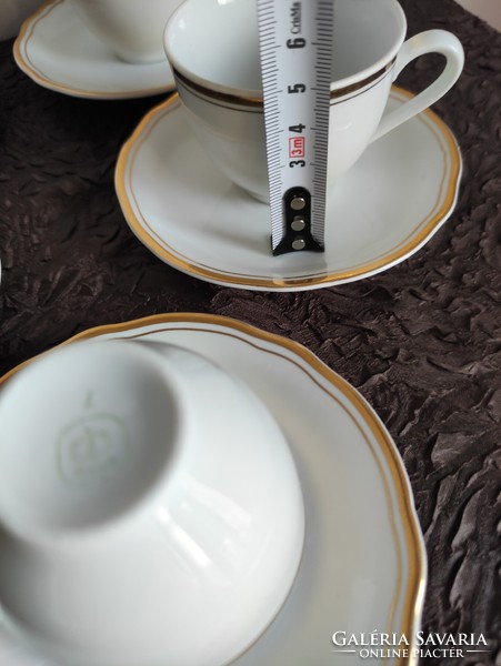 Elegantly commercial gold contoured porcelain coffee set for 5 people