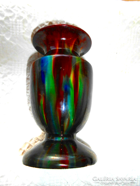 Mezőtúr trickled glaze, vase -- 16 cm