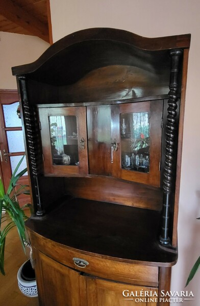 Antique sideboard, top display case, drawer, bottom shelf, cabinet