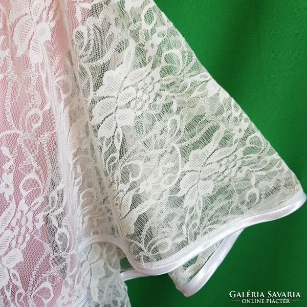 New Custom Made Satin Trim Lace Off White Bridal Cape Short Cloak