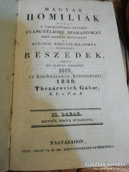 Hungarian homilies from the 1838 collection is in the condition shown in the pictures