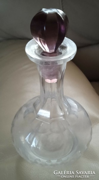 Régi karaffa kiöntő felszolgáló szervírozó üveg kancsó boros likőrös csiszolt 3 dl-es üveg dugóval