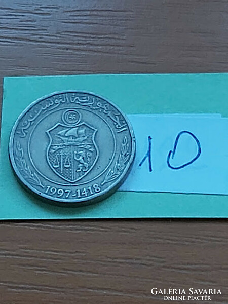 Tunisia 1/2 dinar 1997 1418 copper-nickel, orange 10