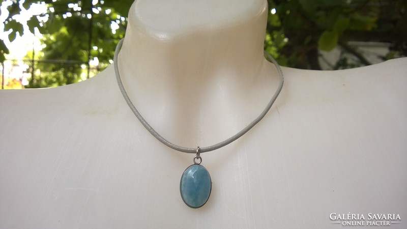 Aquamarine filled pendant, pendant-mineral jewelry
