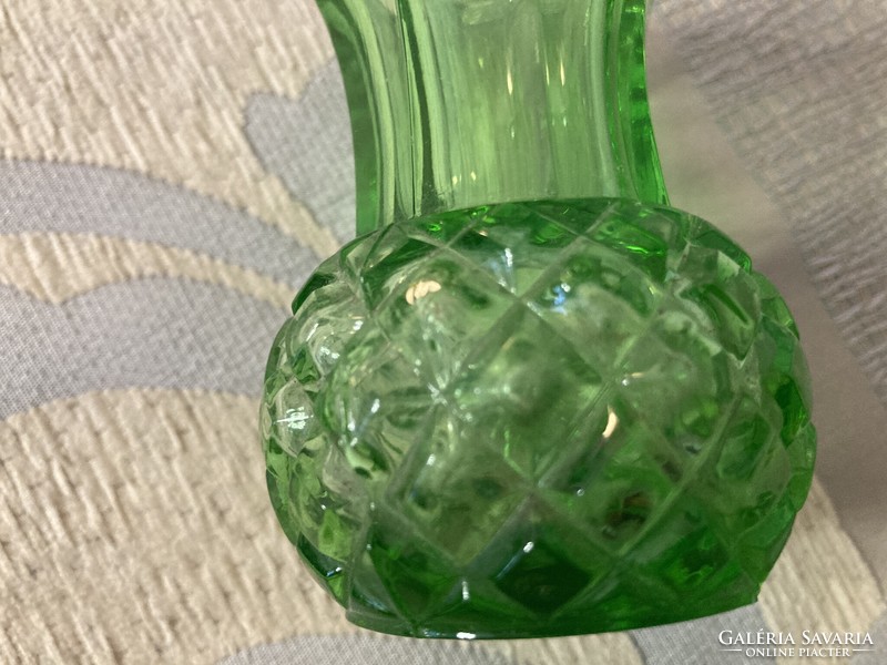 Old green Czech glass vase