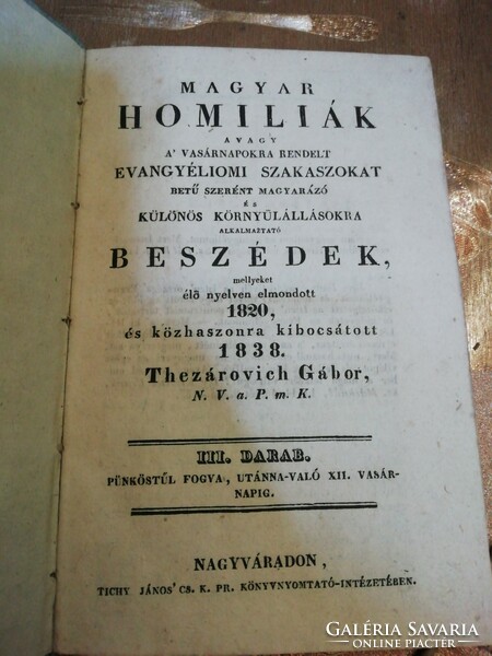 Hungarian homilies from the 1838 collection is in the condition shown in the pictures