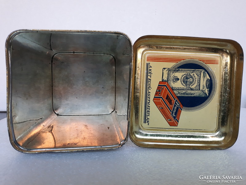 Antik Kneipp malátakávés fémdoboz, Franck Henrik Fiai R.T. 1930-40-es évek