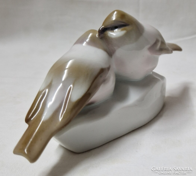 Sinkó andrás Zsolnay porcelain zinc tit or bird couple in perfect condition