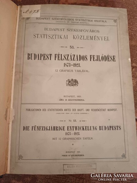 Statistical notices of Budapest Székesfóváros 53. - Budapest's half-century development 1873-1923 - 12