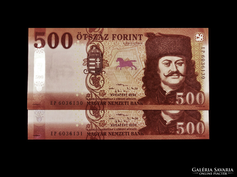 UNC - 500 FORINTOSOK - SZÁMKÖVETŐ PÁRBAN - 2022