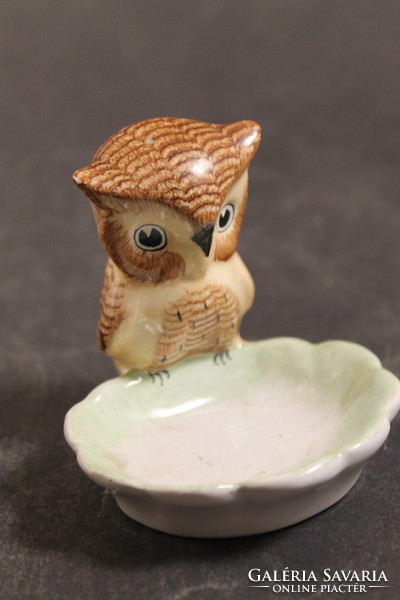 Antique porcelain owl with tray 413