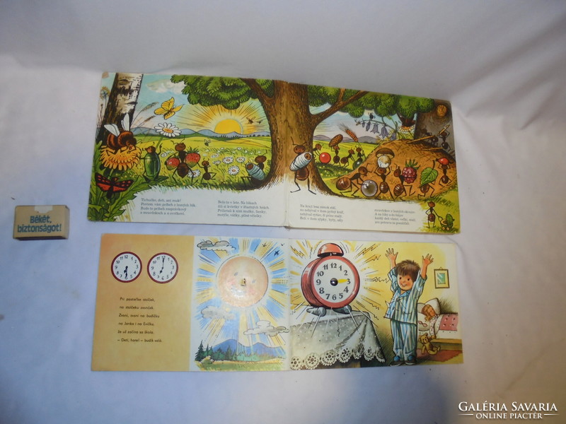 Two thick retro story books - together - crickets and ants, clocks - 1984, 1986 - Slovak