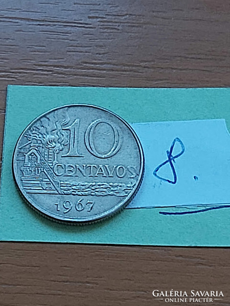 Brazil brasil 10 centavos 1967 copper-nickel 8