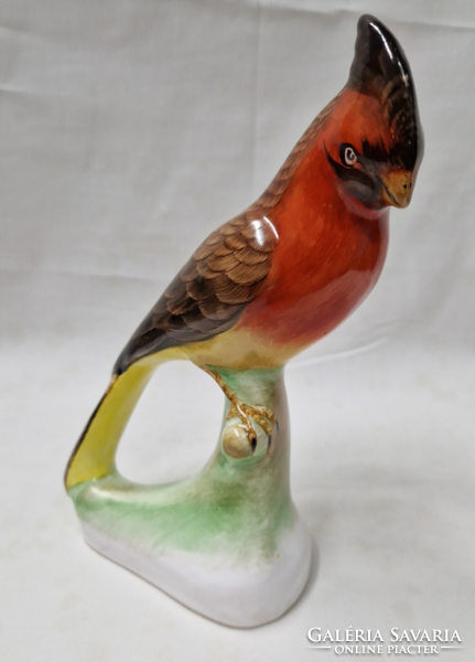 Bodrogkeresztúr large hand-painted ceramic parrot in perfect condition 20 cm.