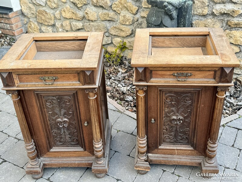 Pair of carved pewter nightstands