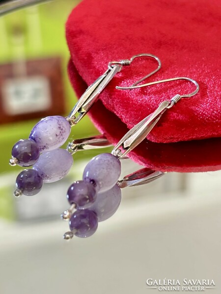 Beautiful, unique pair of silver earrings with amethyst decoration