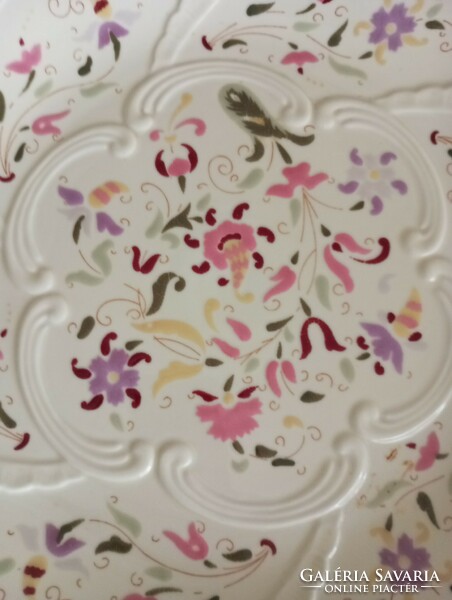 Zsolnay large wall plate or tray with floral pattern