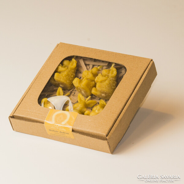 Easter beeswax figurine set: 3 smaller rabbits and 3 smaller lambs