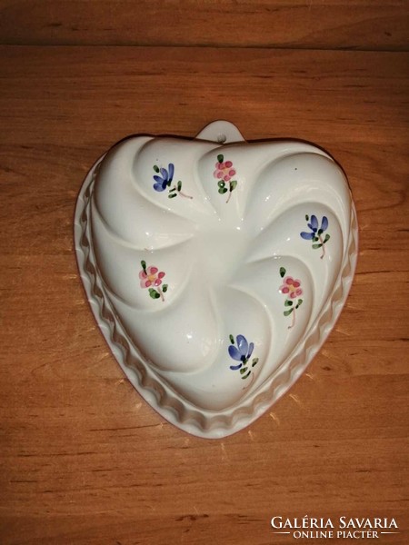 Virágmintás mázas kerámia kalács süteménysütő forma, falidísz 19*21 cm (29/d)